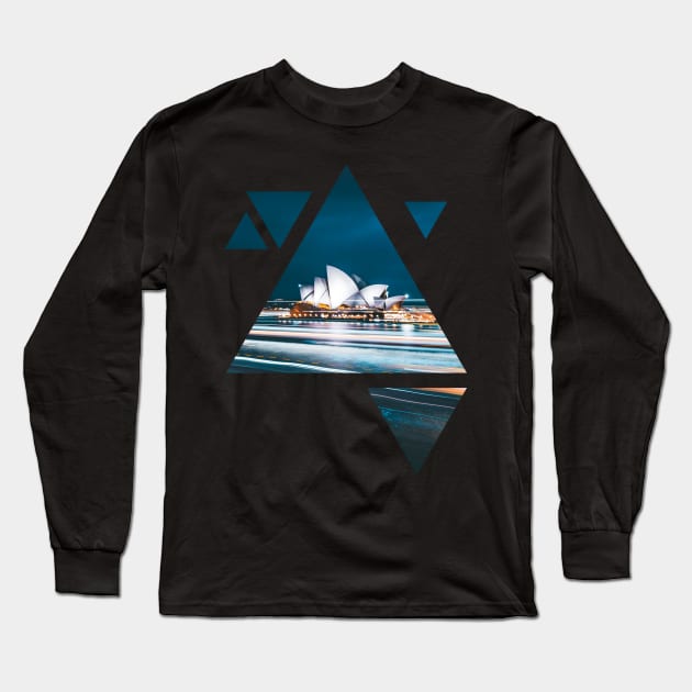 Sydney · geometric art black Long Sleeve T-Shirt by Uwaki